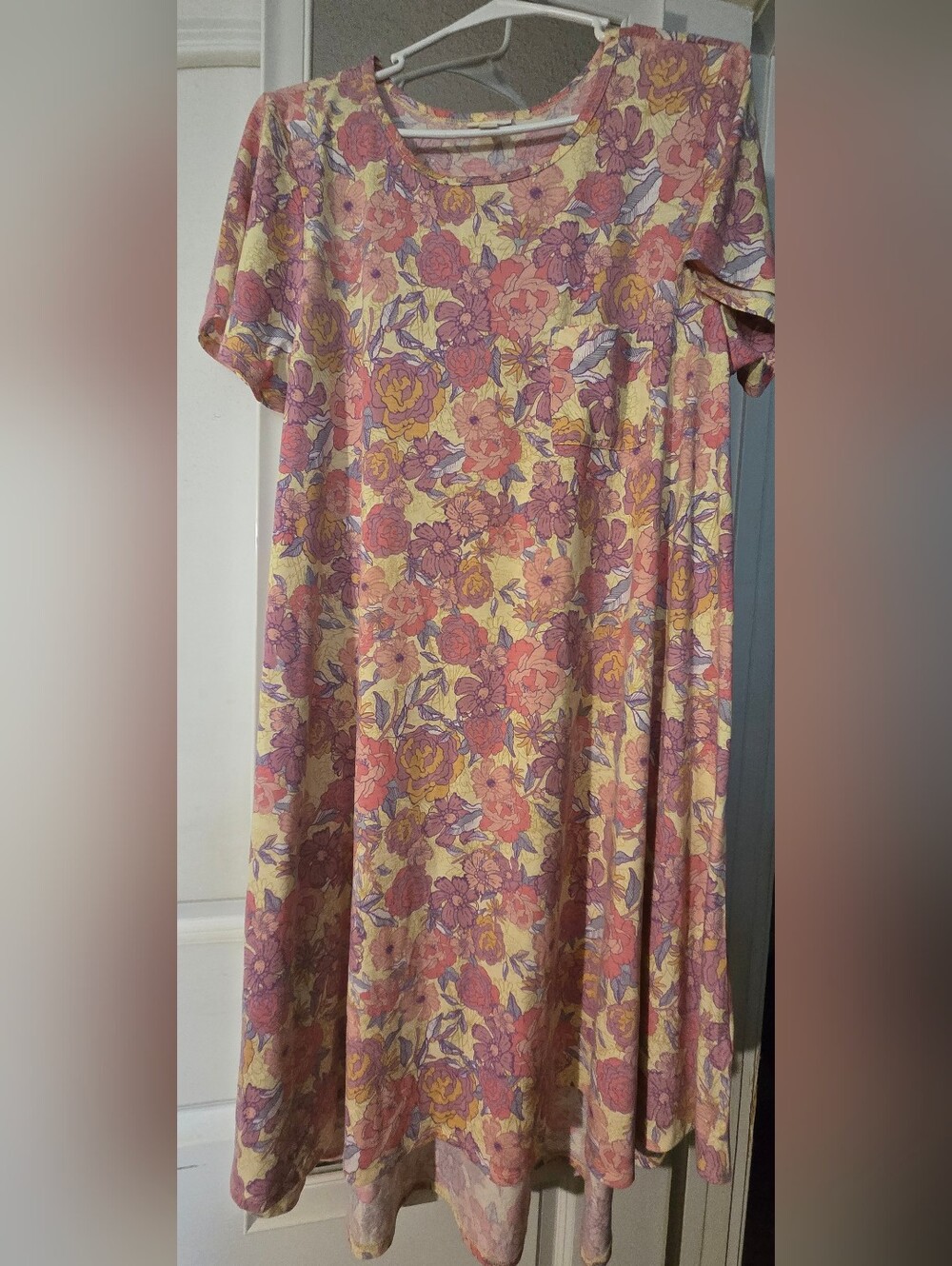LuLaRoe Floral Maxi Dress in Yellow, Pink, Purple